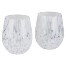 2 Pack Confetti Tumbler Glassware, White