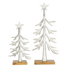 2 Piece Sculpted Metal Tree Set - Silver Finish
