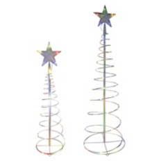 2 Piece Holiday LED Spiral Tree - Multi Color