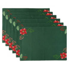 13" x 18" Holiday Placemat Set - Floral, 6 pack