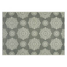 5' x 7' Reversible Indoor/Outdoor Rug - Gray Medallion