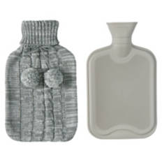 Huggable Heating Bag - Gray Knit Pom Pom