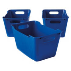 3 Pack Medium Plastic Storage Bins, Blue