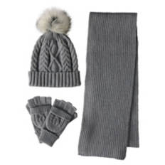 Ladies Glove, Hat & Scarf Set - Grey