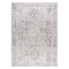 5' x 7' Chenille Washable Area Rug - Gray Traditional