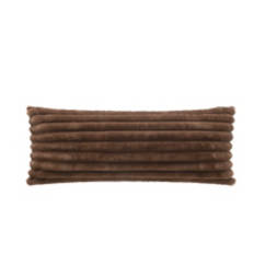 20" x 48" Faux Fur Body Pillow, Brown Ribbed