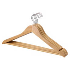 5 Pack Wooden Clothes Hangers, Beige