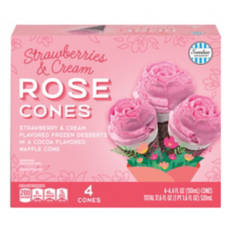 Strawberries & Cream Flavored Rose Cones, 4 count