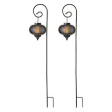 2 Pack Solar Stake Lanterns, Black