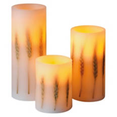 3 Piece Flameless LED Candle Set, Wheat Stalks