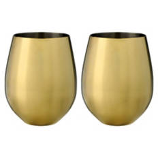 2 Pack Stemless Wine Glasses Set, Gold