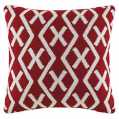 Soft Cable Knit Pillow, Red Jacquard Knit