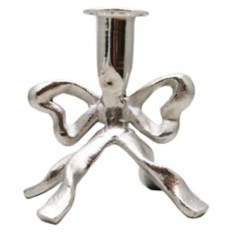 Taper Candle Holder - Silver Bow