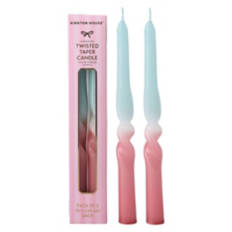 2 Pack Semi Twisted Taper Candles, Blue/Pink