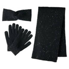 Ladies Glove, Hat & Scarf Set - Black