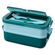 Two Tier Food Storage Box, Green & Teal
