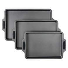 3 Piece Cookie Sheet Set, Gray