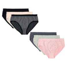6 Pack Ladies Seamless Hipster Underwear, XL