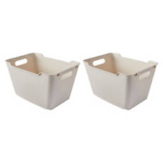 2 Pack Plastic Storage Bins, Warm Gray, L