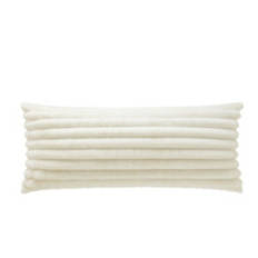 20" x 48" Faux Fur Body Pillow, White Ribbed