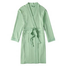 Ladies Waffle Spa Robe - Green, S/M