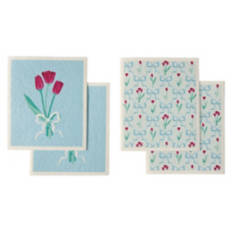4 Pack Easter Swedish Dish Cloths - Tulips