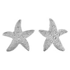 Ladies Silver Starfish Earrings
