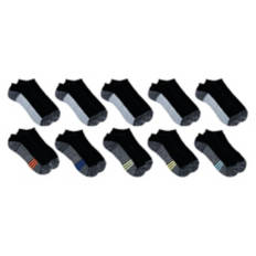 10 Pack Children's No Show Socks - Black, M