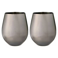 2 Pack Stemless Wine Glasses Set, Black