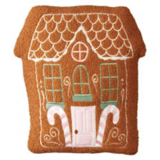 Holiday Gingerbread House Shaped Pillow