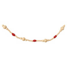 12 Foot Long Wooden Beaded Garland - Red & Natural