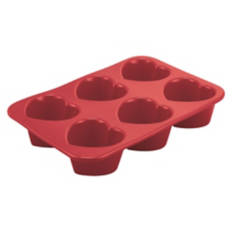 Valentine's Day Scalloped Ceramic Bakeware - Muffin Tin, Red