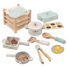 Kids Wooden Kitchen Play Set - Pots & Pans