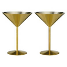 2 Pack Martini Glass Set, Gold