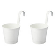 2 Pack Metal Hanging Pots, White
