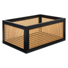 Large Artisan Cane Storage Bin, Black