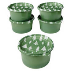 5 Pack Holiday Round Food Storage Containers - Tree
