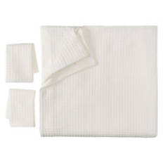 3 Piece Queen Size Duvet Cover Set - White Waffle