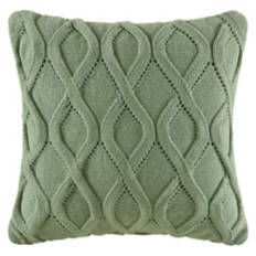 Soft Cable Knit Pillow, Green Link Knit