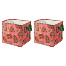 2 Pack Holiday Canvas Bins - Gingerbread House