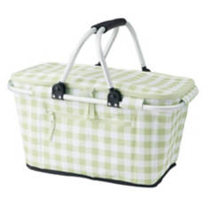 Soft Sided Basket Cooler - Green Checkered