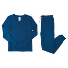 Ladies Pointelle Pajama Set - Navy Blue, XL