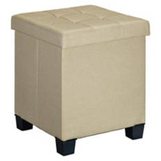 Storage Ottoman with Bin & Reversible Lid, Beige