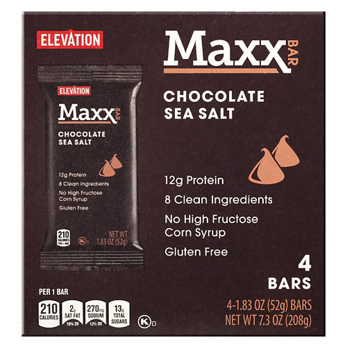 Dark Chocolate Sea Salt Maxx Bar, 4 count
