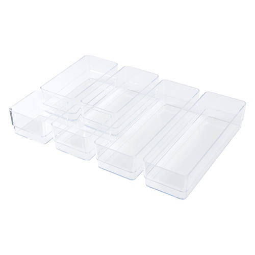 6 Pack Clear Drawer Organizer Product Image Front shot 01