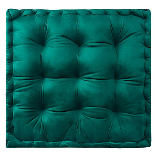 Square Floor Pillow - Velvet Emerald Green