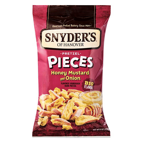 Honey Mustard & Onion Flavored Pretzel Pieces, 8 oz Product Image Front shot 01
