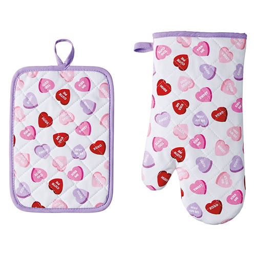 Potholder & Oven Mitt Set - Hearts