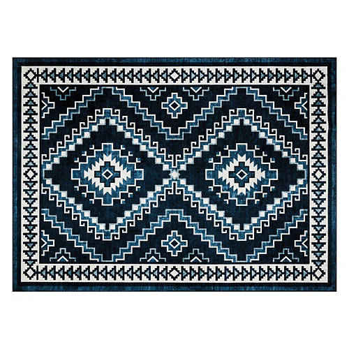 5' x 7' Washable Area Rug - Navy Tribal