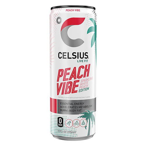 Peach Vibe White Peach Sparkling Energy Drink, 12 fl oz